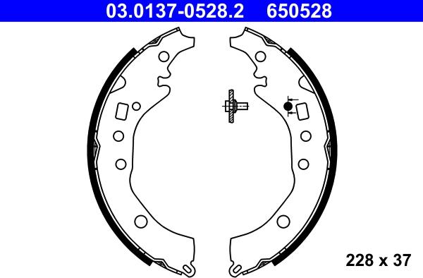 ATE 03.0137-0528.2 - Комплект тормозных колодок, барабанные autospares.lv