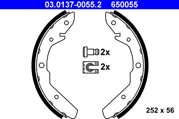 ATE 03.0137-0055.2 - Комплект тормозных колодок, барабанные autospares.lv