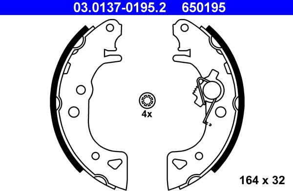 ATE 03.0137-0195.2 - Комплект тормозных колодок, барабанные autospares.lv