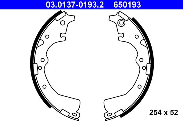 ATE 03.0137-0193.2 - Комплект тормозных колодок, барабанные autospares.lv