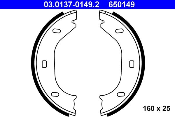 ATE 03.0137-0149.2 - Комплект тормозов, ручник, парковка autospares.lv