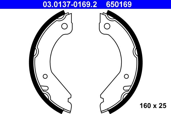 ATE 03.0137-0169.2 - Комплект тормозов, ручник, парковка autospares.lv