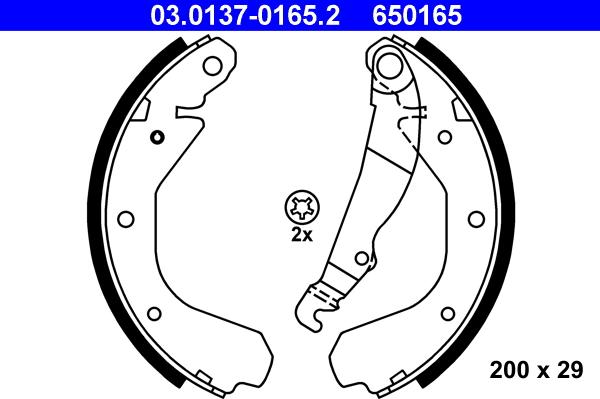 ATE 03.0137-0165.2 - Комплект тормозных колодок, барабанные autospares.lv