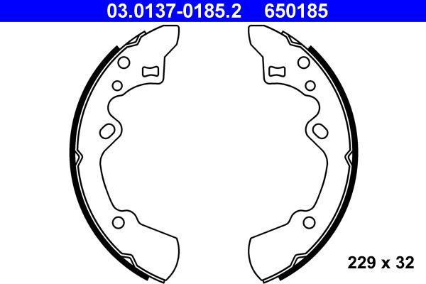 ATE 03.0137-0185.2 - Комплект тормозных колодок, барабанные autospares.lv