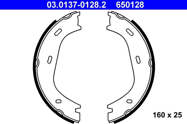 ATE 03.0137-0128.2 - Комплект тормозов, ручник, парковка autospares.lv