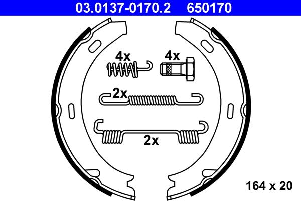 ATE 03.0137-0170.2 - Комплект тормозов, ручник, парковка autospares.lv