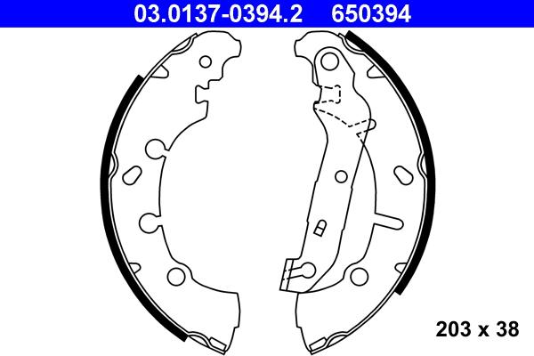 ATE 03.0137-0394.2 - Комплект тормозных колодок, барабанные autospares.lv