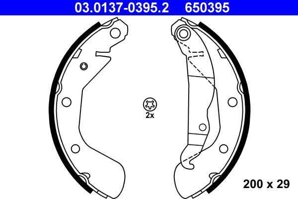 ATE 03.0137-0395.2 - Комплект тормозных колодок, барабанные autospares.lv