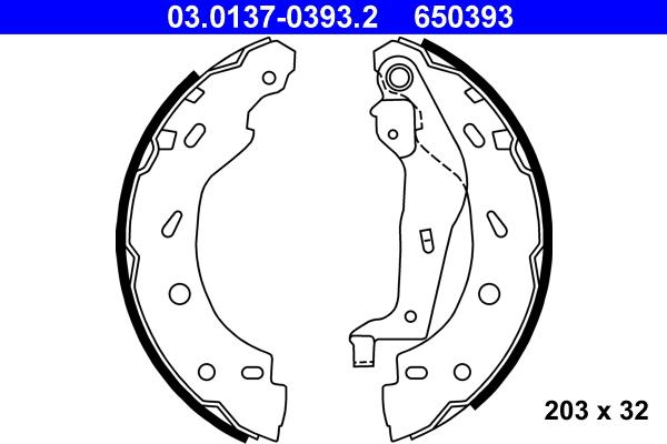 ATE 03.0137-0393.2 - Комплект тормозных колодок, барабанные autospares.lv