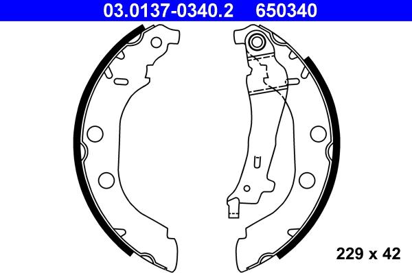 ATE 03.0137-0340.2 - Комплект тормозных колодок, барабанные autospares.lv