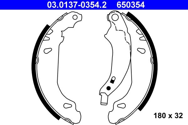 ATE 03.0137-0354.2 - Комплект тормозных колодок, барабанные autospares.lv