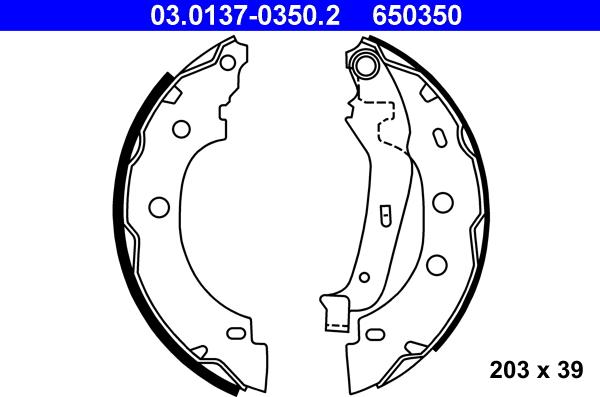 ATE 03.0137-0350.2 - Комплект тормозных колодок, барабанные autospares.lv