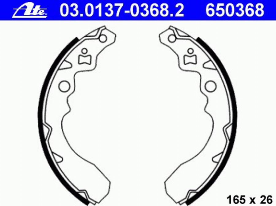 ATE 03.0137-0368.2 - Комплект тормозных колодок, барабанные autospares.lv