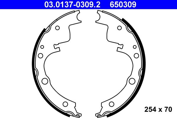 ATE 03.0137-0309.2 - Комплект тормозных колодок, барабанные autospares.lv