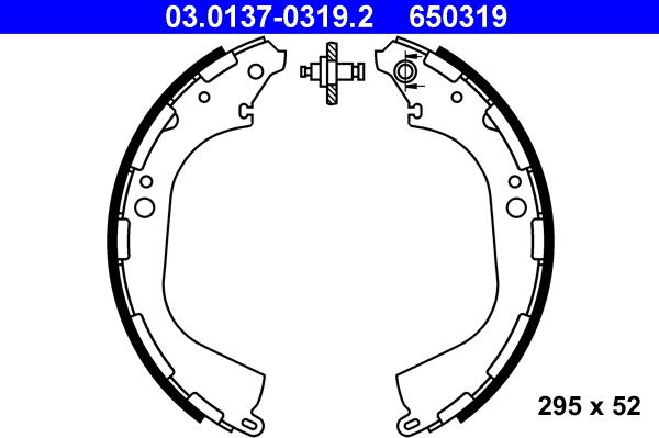 ATE 03.0137-0319.2 - Комплект тормозных колодок, барабанные autospares.lv