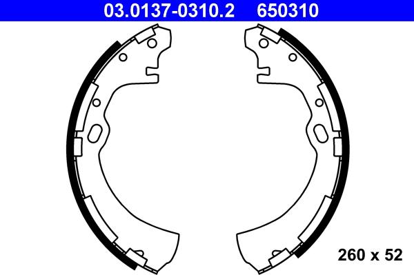 ATE 03.0137-0310.2 - Комплект тормозных колодок, барабанные autospares.lv