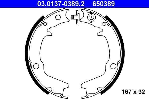 ATE 03.0137-0389.2 - Комплект тормозов, ручник, парковка autospares.lv