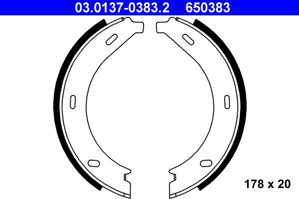 ATE 03.0137-0383.2 - Комплект тормозов, ручник, парковка autospares.lv