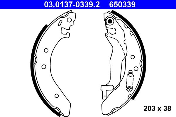 ATE 03.0137-0339.2 - Комплект тормозных колодок, барабанные autospares.lv