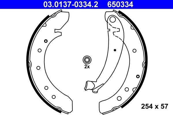 ATE 03.0137-0334.2 - Комплект тормозных колодок, барабанные autospares.lv