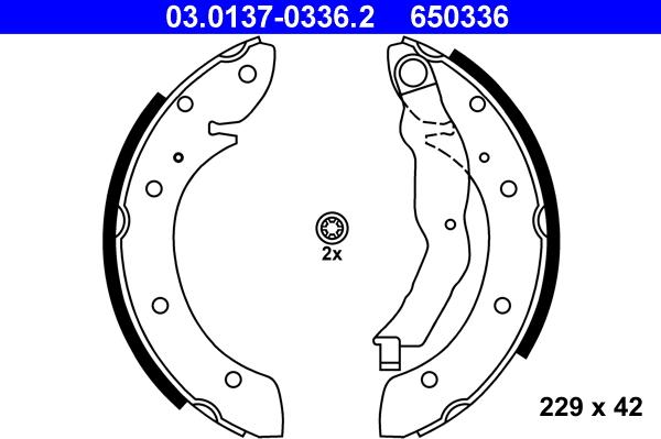 ATE 03.0137-0336.2 - Комплект тормозных колодок, барабанные autospares.lv