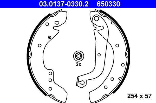 ATE 03.0137-0330.2 - Комплект тормозных колодок, барабанные autospares.lv