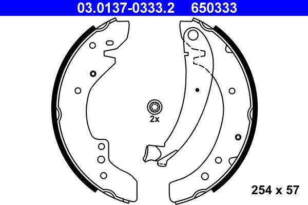 ATE 03.0137-0333.2 - Комплект тормозных колодок, барабанные autospares.lv