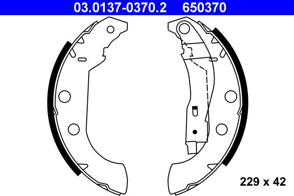 ATE 03.0137-0370.2 - Комплект тормозных колодок, барабанные autospares.lv