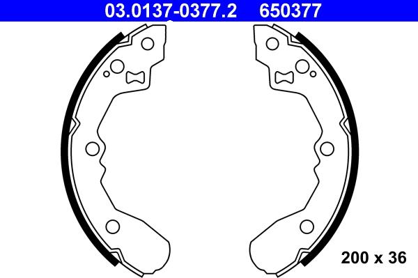 ATE 03.0137-0377.2 - Комплект тормозных колодок, барабанные autospares.lv