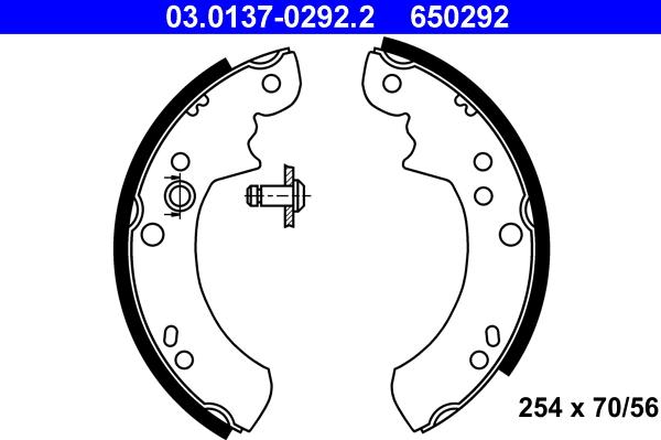 ATE 03.0137-0292.2 - Комплект тормозных колодок, барабанные autospares.lv