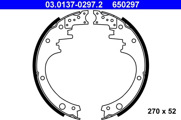 ATE 03.0137-0297.2 - Комплект тормозных колодок, барабанные autospares.lv