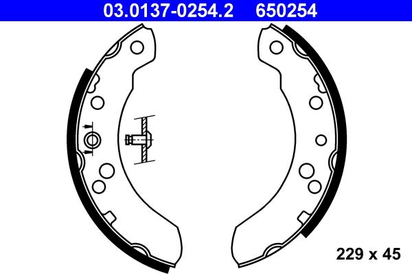 ATE 03.0137-0254.2 - Комплект тормозных колодок, барабанные autospares.lv