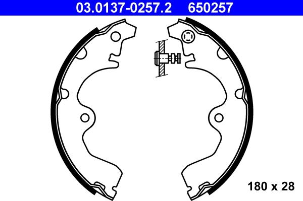 ATE 03.0137-0257.2 - Комплект тормозных колодок, барабанные autospares.lv