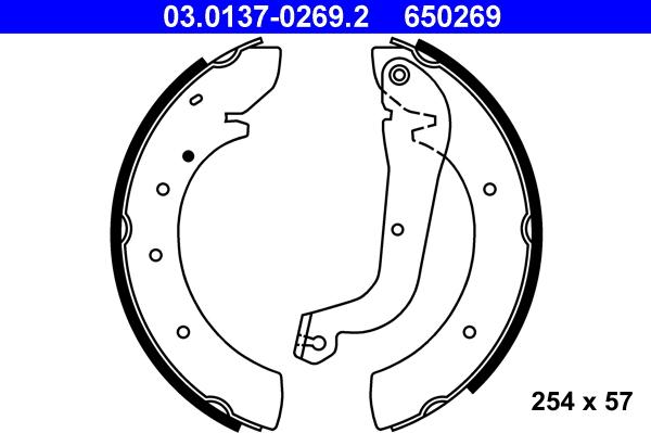 ATE 03.0137-0269.2 - Комплект тормозных колодок, барабанные autospares.lv