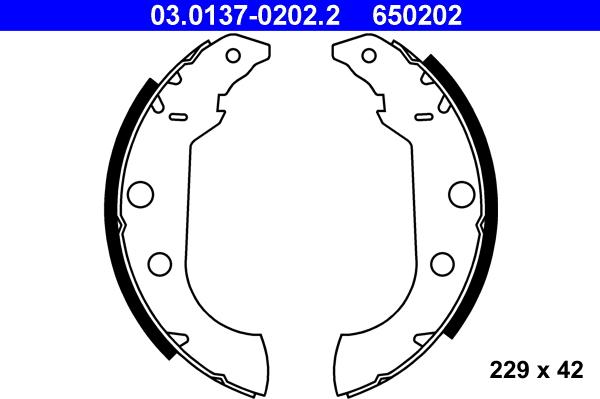 ATE 03.0137-0202.2 - Комплект тормозных колодок, барабанные autospares.lv