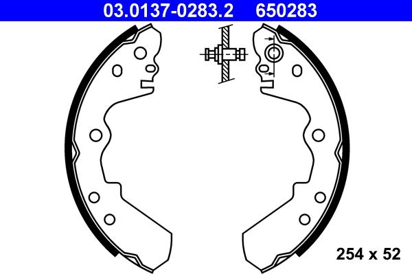 ATE 03.0137-0283.2 - Комплект тормозных колодок, барабанные autospares.lv