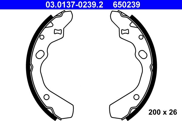 ATE 03.0137-0239.2 - Комплект тормозных колодок, барабанные autospares.lv