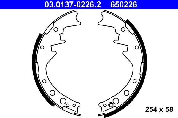 ATE 03.0137-0226.2 - Комплект тормозных колодок, барабанные autospares.lv