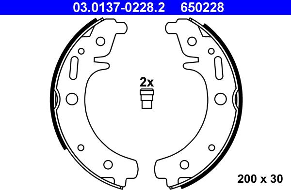 ATE 03.0137-0228.2 - Комплект тормозных колодок, барабанные autospares.lv