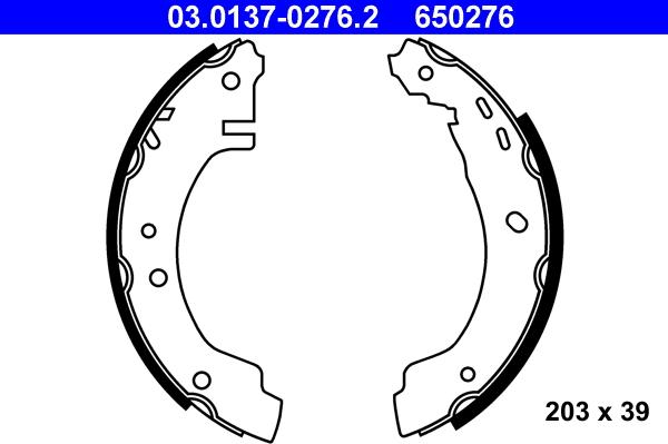 ATE 03.0137-0276.2 - Комплект тормозных колодок, барабанные autospares.lv