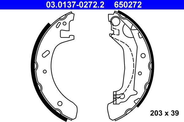 ATE 03.0137-0272.2 - Комплект тормозных колодок, барабанные autospares.lv