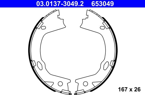 ATE 03.0137-3049.2 - Комплект тормозов, ручник, парковка autospares.lv