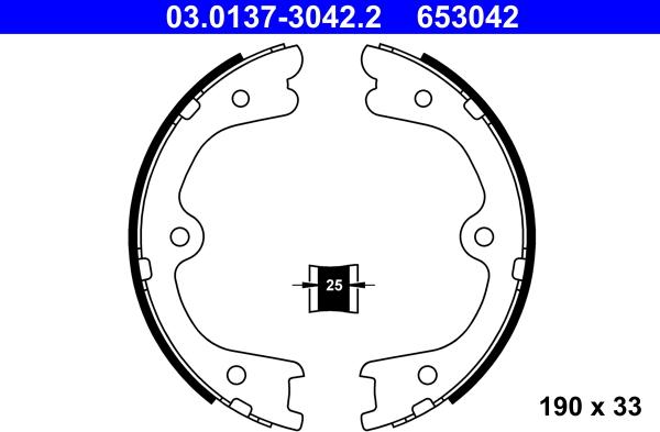 ATE 03.0137-3042.2 - Комплект тормозов, ручник, парковка autospares.lv