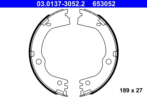 ATE 03.0137-3052.2 - Комплект тормозов, ручник, парковка autospares.lv