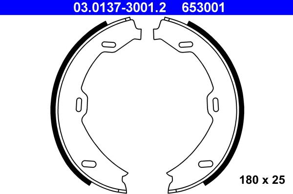 ATE 03.0137-3001.2 - Комплект тормозов, ручник, парковка autospares.lv