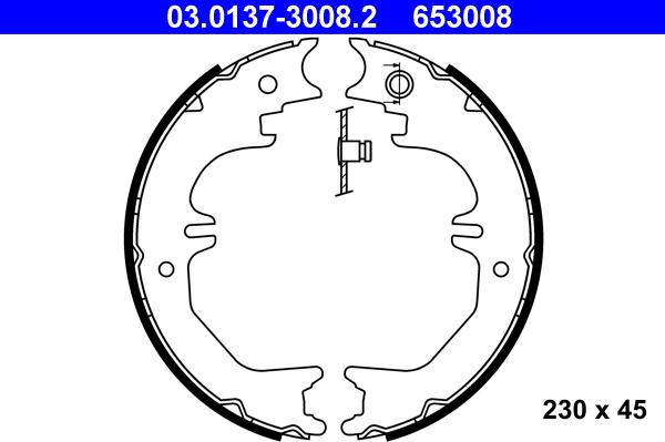 ATE 03.0137-3008.2 - Комплект тормозов, ручник, парковка autospares.lv