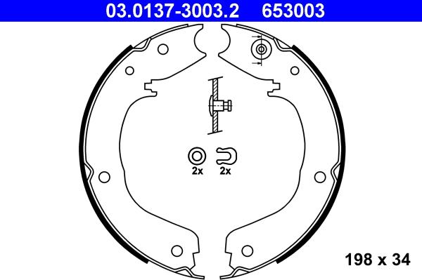 ATE 03.0137-3003.2 - Комплект тормозов, ручник, парковка autospares.lv