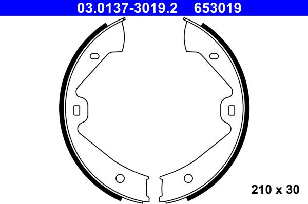 ATE 03.0137-3019.2 - Комплект тормозов, ручник, парковка autospares.lv