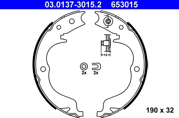 ATE 03.0137-3015.2 - Комплект тормозов, ручник, парковка autospares.lv