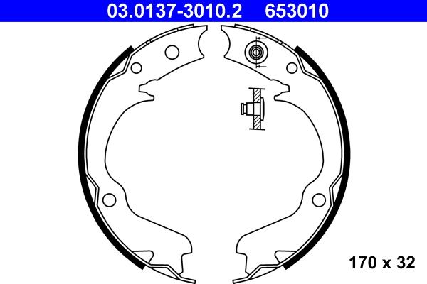 ATE 03.0137-3010.2 - Комплект тормозов, ручник, парковка autospares.lv